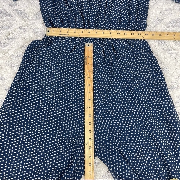 ZARA Sz S JUMPSUIT NAVY/WHITE FLOWING LONG POLKA DOT - Picture 10 of 15